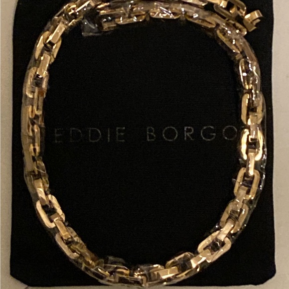 NWT EDDIE BORGO SUPRA LINK NECKLACE 17inch IN COLOR GOLD - Picture 1 of 3